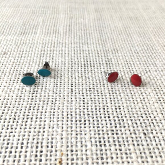 Red and Aqua Earrings ~ **2 for $20** - Picture 1 of 5